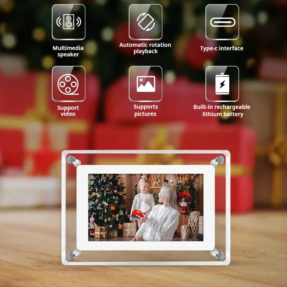 Acrylic Digital Photo Frame 5/7 Inchs 1000mAh Automatically rotate Display IPS Screen 4G Memory Battery Gravity Induction - Smoothy Home