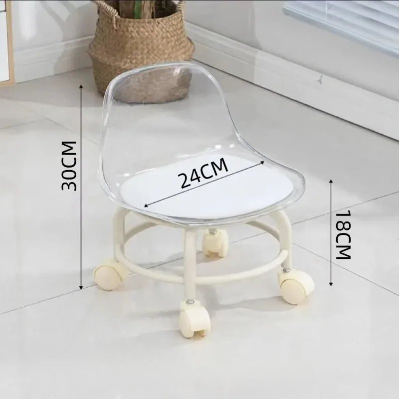 Acrylic Stool Silent Spinner Pulley Small Chair Home Use Low Stool Beautiful Seam Movable Back Chair Swivel Chair - Smoothy Home