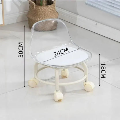 Acrylic Stool Silent Spinner Pulley Small Chair Home Use Low Stool Beautiful Seam Movable Back Chair Swivel Chair - Smoothy Home