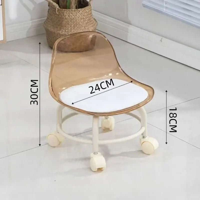 Acrylic Stool Silent Spinner Pulley Small Chair Home Use Low Stool Beautiful Seam Movable Back Chair Swivel Chair - Smoothy Home
