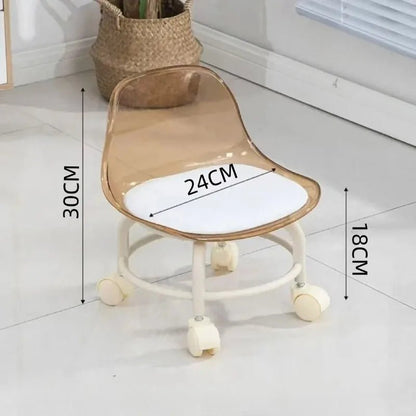 Acrylic Stool Silent Spinner Pulley Small Chair Home Use Low Stool Beautiful Seam Movable Back Chair Swivel Chair - Smoothy Home