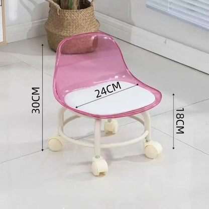 Acrylic Stool Silent Spinner Pulley Small Chair Home Use Low Stool Beautiful Seam Movable Back Chair Swivel Chair - Smoothy Home