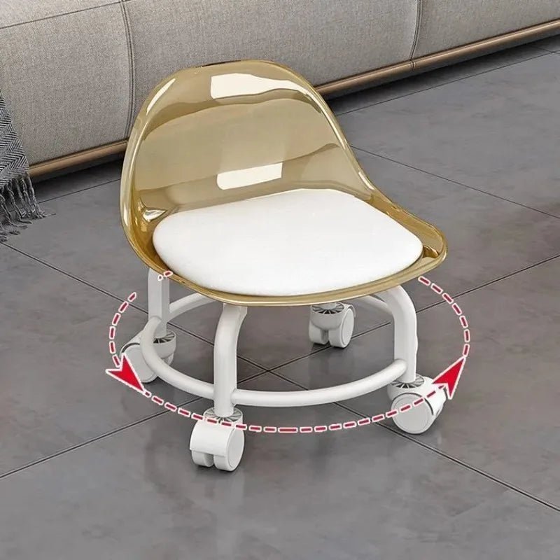 Acrylic Stool Silent Spinner Pulley Small Chair Home Use Low Stool Beautiful Seam Movable Back Chair Swivel Chair - Smoothy Home