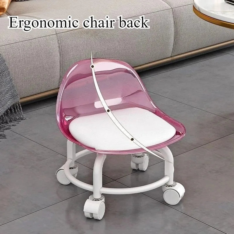 Acrylic Stool Silent Spinner Pulley Small Chair Home Use Low Stool Beautiful Seam Movable Back Chair Swivel Chair - Smoothy Home