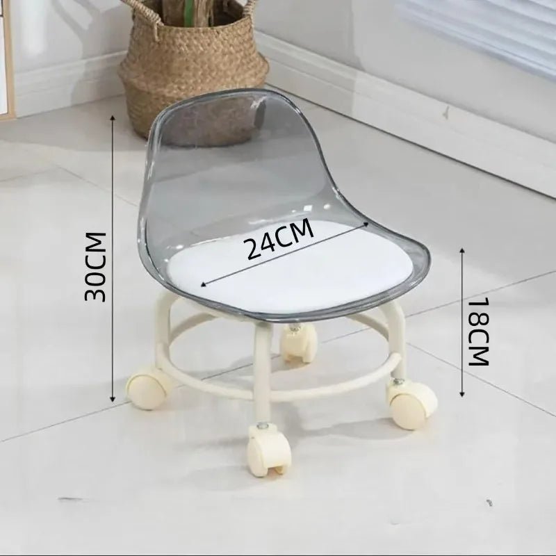 Acrylic Stool Silent Spinner Pulley Small Chair Home Use Low Stool Beautiful Seam Movable Back Chair Swivel Chair - Smoothy Home