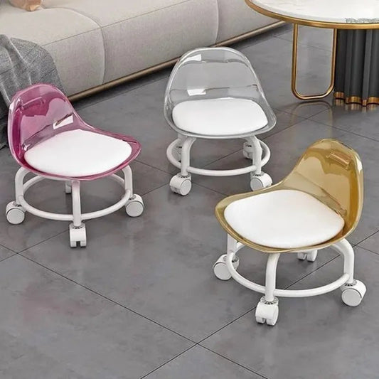 Acrylic Stool Silent Spinner Pulley Small Chair Home Use Low Stool Beautiful Seam Movable Back Chair Swivel Chair - Smoothy Home