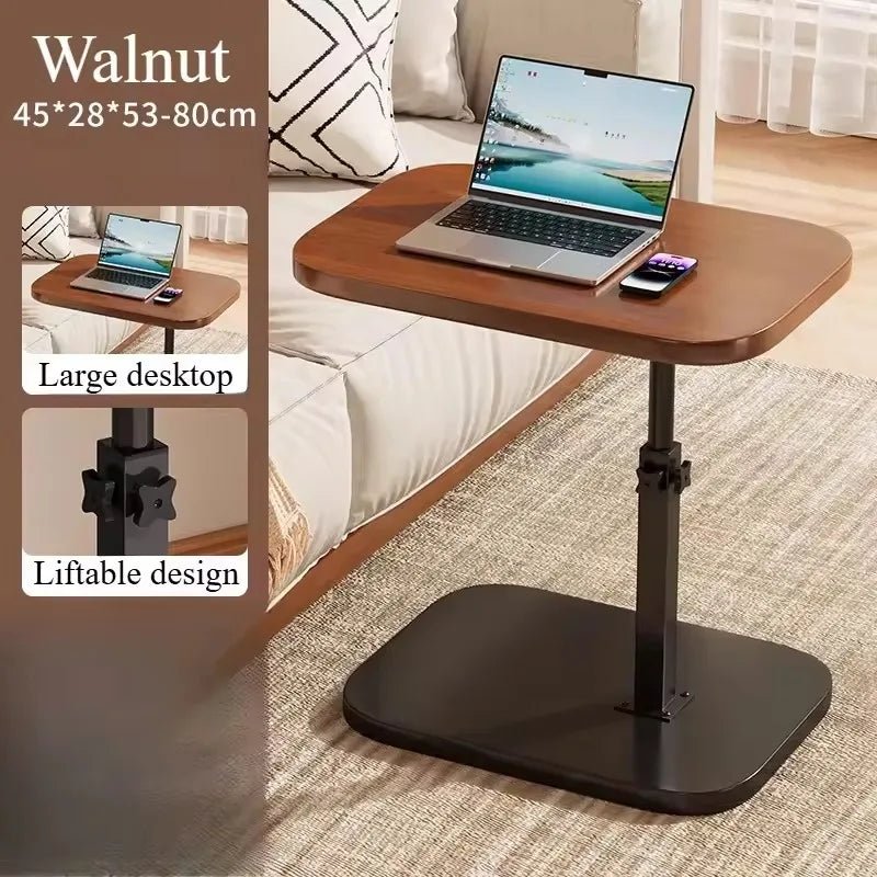 Adjustable height table - with wooden tabletop, portable sofa side table, suitable for coffee, office, and indoor/outdoor use - Smoothy Home
