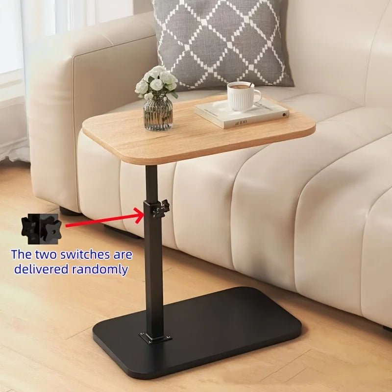 Adjustable height table - with wooden tabletop, portable sofa side table, suitable for coffee, office, and indoor/outdoor use - Smoothy Home
