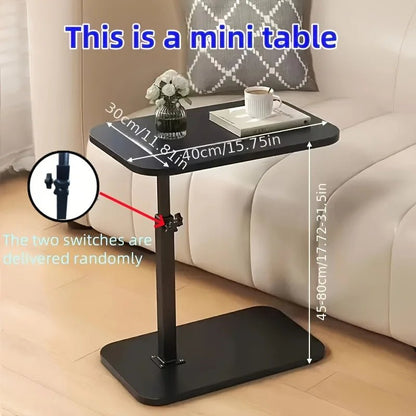 Adjustable height table - with wooden tabletop, portable sofa side table, suitable for coffee, office, and indoor/outdoor use - Smoothy Home