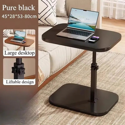 Adjustable height table - with wooden tabletop, portable sofa side table, suitable for coffee, office, and indoor/outdoor use - Smoothy Home
