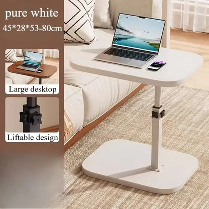 Adjustable height table - with wooden tabletop, portable sofa side table, suitable for coffee, office, and indoor/outdoor use - Smoothy Home
