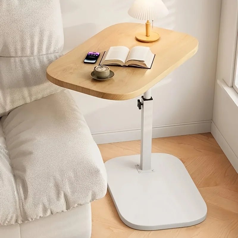 Adjustable height table - with wooden tabletop, portable sofa side table, suitable for coffee, office, and indoor/outdoor use - Smoothy Home
