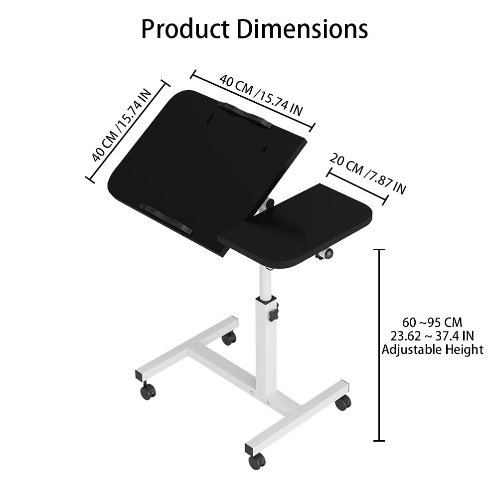 Adjustable Rolling Overbed Table - Smoothy Home