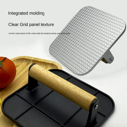 Aluminum Alloy Burger Press Outdoor Non Stick Round/Square Hand Meat Burger Press Tools With wooden handle For Home Kitchen BBQ - Smoothy Home