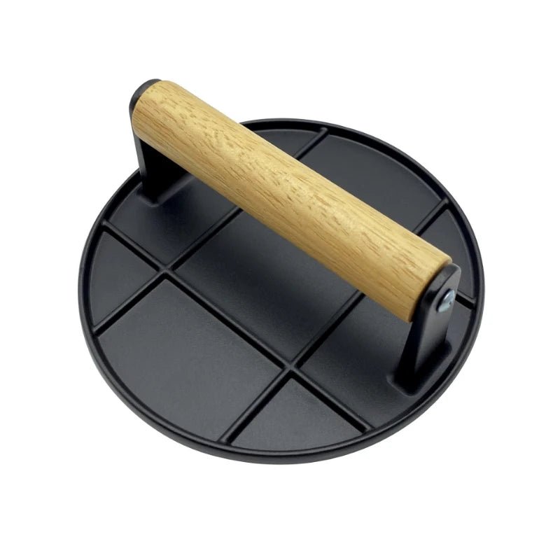 Aluminum Alloy Burger Press Outdoor Non Stick Round/Square Hand Meat Burger Press Tools With wooden handle For Home Kitchen BBQ - Smoothy Home