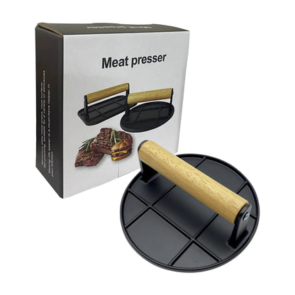 Aluminum Alloy Burger Press Outdoor Non Stick Round/Square Hand Meat Burger Press Tools With wooden handle For Home Kitchen BBQ - Smoothy Home
