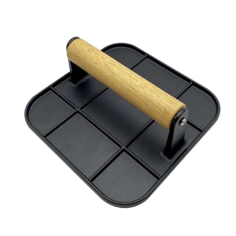 Aluminum Alloy Burger Press Outdoor Non Stick Round/Square Hand Meat Burger Press Tools With wooden handle For Home Kitchen BBQ - Smoothy Home