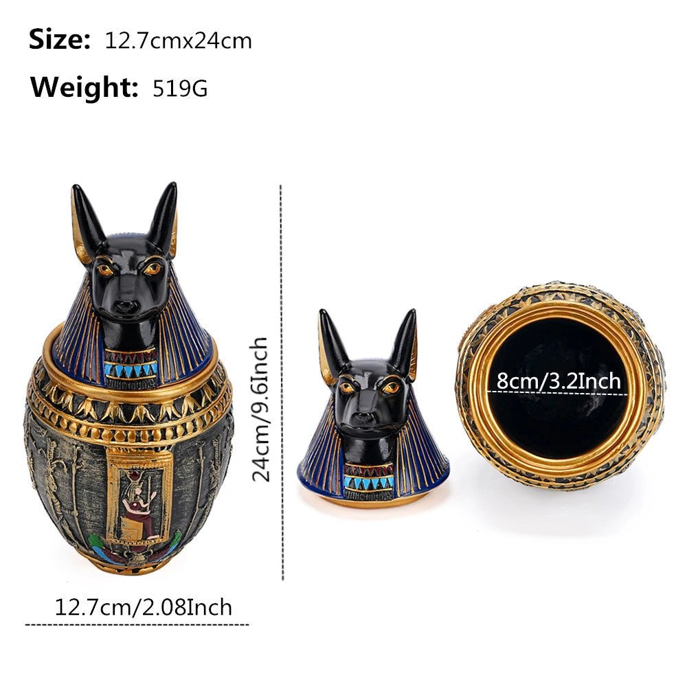 Ancient Egypt Anubis Bastet Divine Jar Pet Dog Cat Urn Resin Ornament Gift Travel Pharaoh Souvenir Ornament handicraft - Smoothy Home