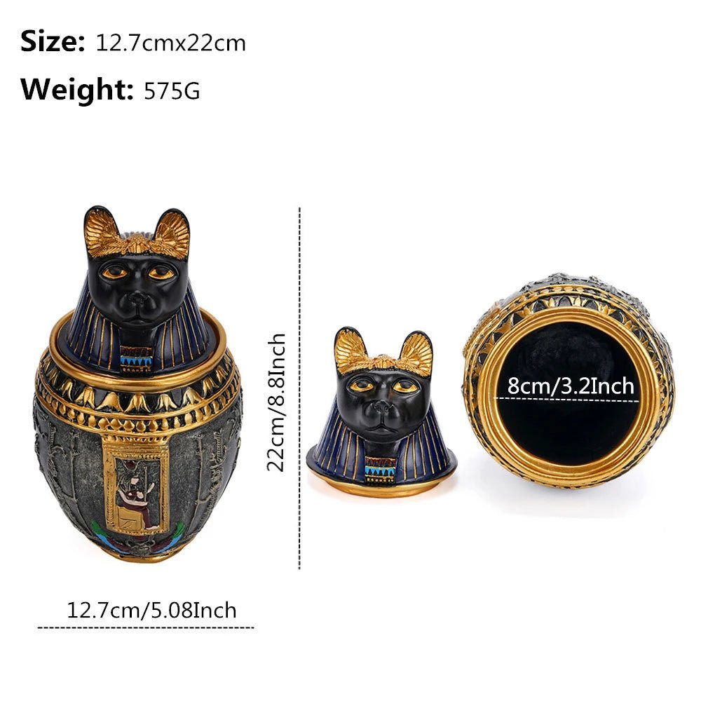 Ancient Egypt Anubis Bastet Divine Jar Pet Dog Cat Urn Resin Ornament Gift Travel Pharaoh Souvenir Ornament handicraft - Smoothy Home