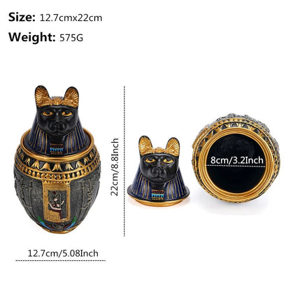 Ancient Egypt Anubis Bastet Divine Jar Pet Dog Cat Urn Resin Ornament Gift Travel Pharaoh Souvenir Ornament handicraft - Smoothy Home