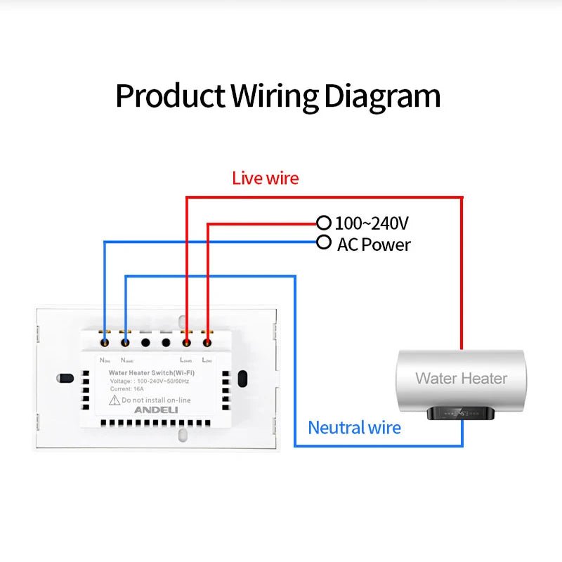 ANDELI Tuya EU US Israe WiFi Smart Water Heater Boiler Switch 4400W Air Conditioner Switch Works With Alexa Alice Google Home - Smoothy Home