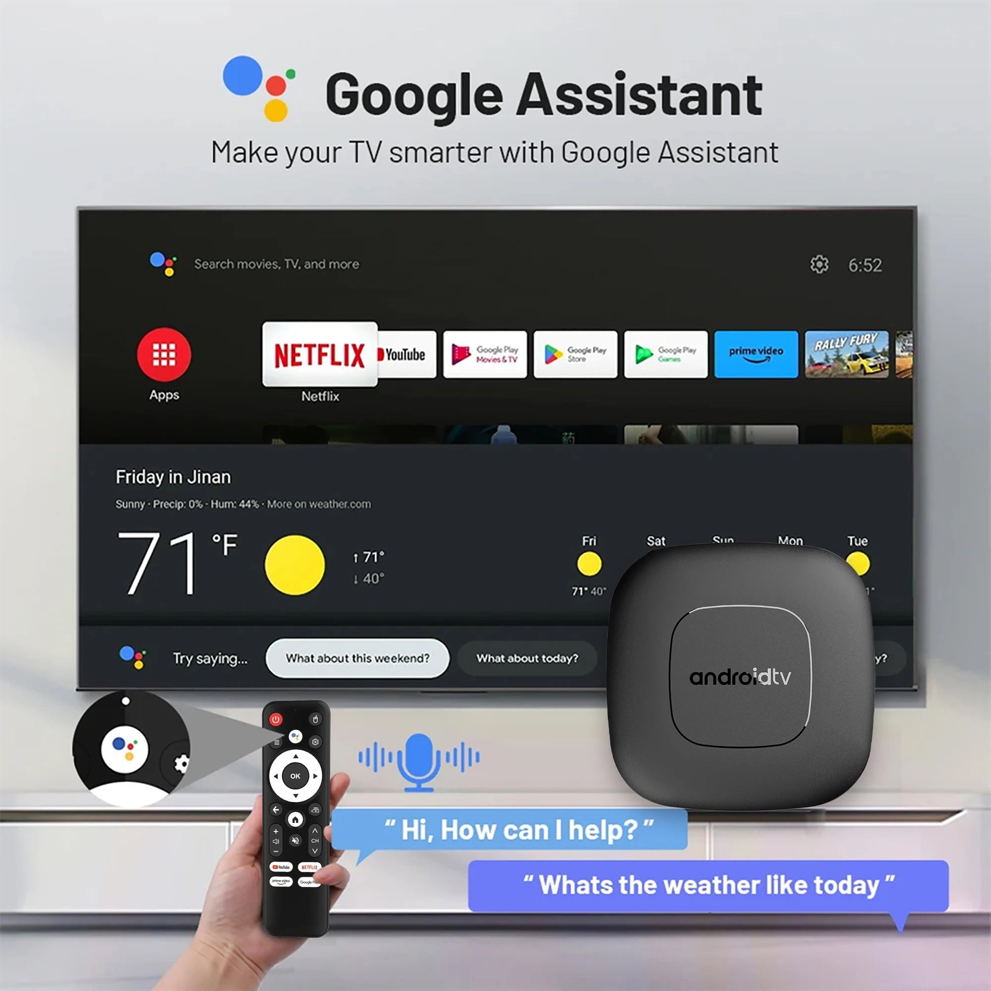 Android16 Smart Home Theater TV Box AllwinnerH313 Google Assistant Netflix Streaming Bluetooth Media Player 2G16G 2.4G5G Wifi T1 - Smoothy Home