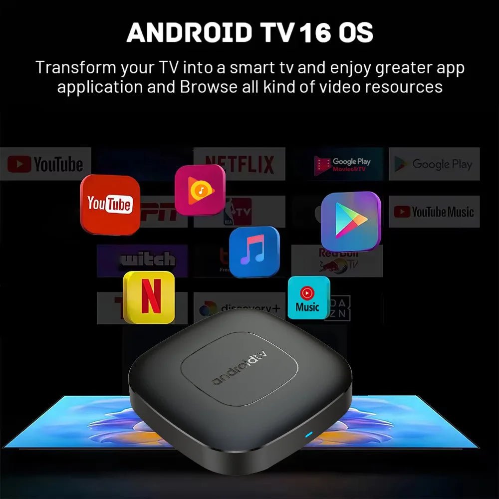 Android16 Smart Home Theater TV Box AllwinnerH313 Google Assistant Netflix Streaming Bluetooth Media Player 2G16G 2.4G5G Wifi T1 - Smoothy Home