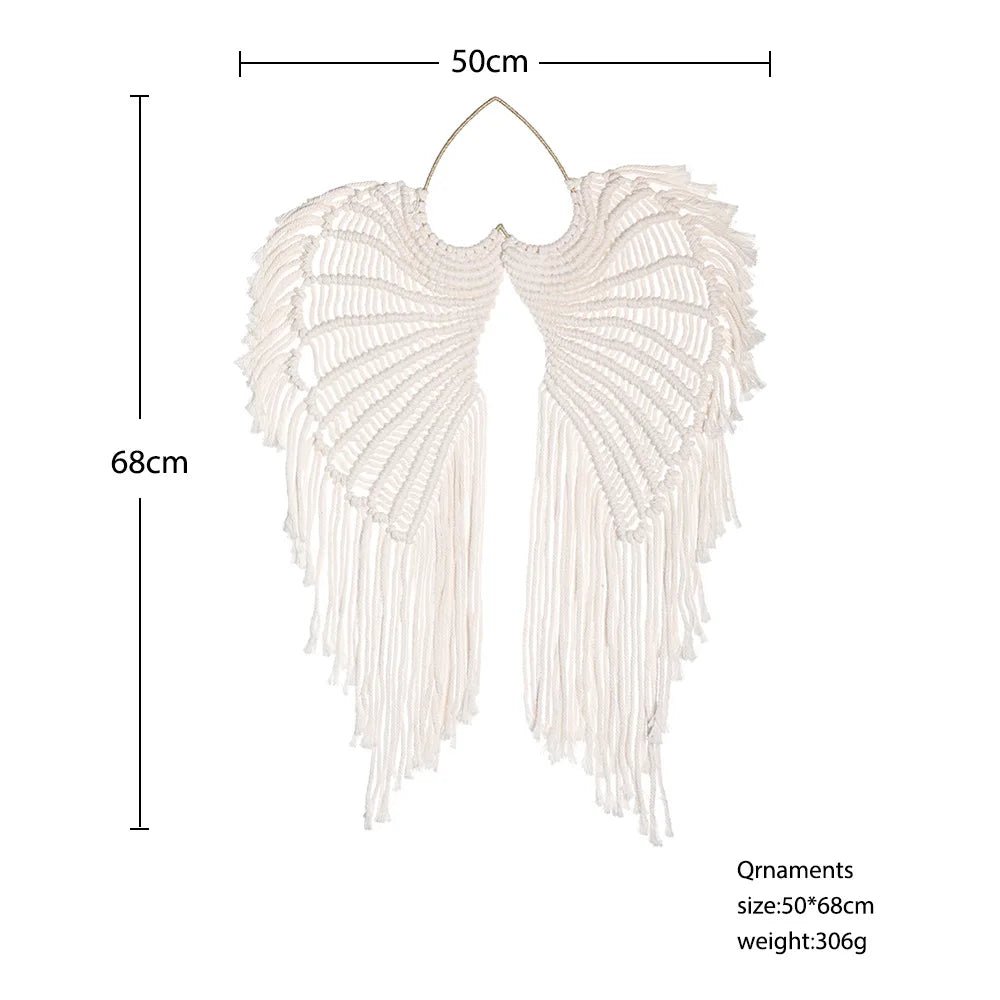 Angel Wings Macrame Wall Hanging Dream Catcher Boho Wall Decor Handmade Bohemian Home Decor Ornament Decoration Art Craft Gift - Smoothy Home