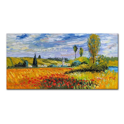 Arthyx,Handpainted Night Knife Oil Painting On Canvas,Wall Art,Modern Abstract Landscape Picture For Living Room Home Decoration - Smoothy Home
