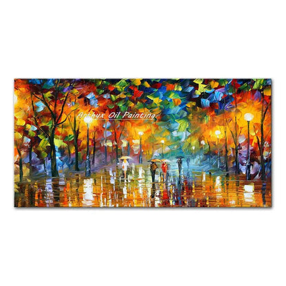Arthyx,Handpainted Night Knife Oil Painting On Canvas,Wall Art,Modern Abstract Landscape Picture For Living Room Home Decoration - Smoothy Home