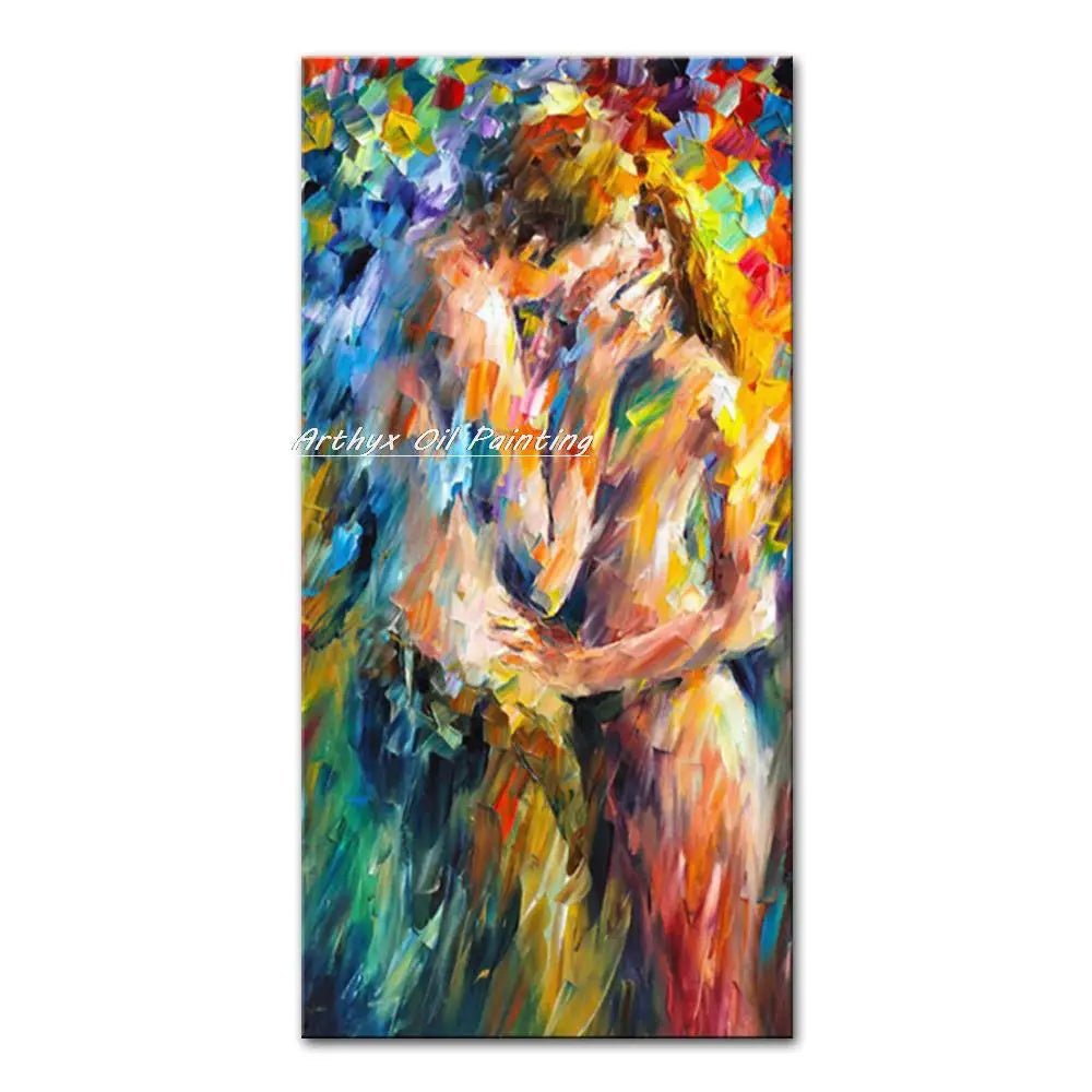 Arthyx,Handpainted Night Knife Oil Painting On Canvas,Wall Art,Modern Abstract Landscape Picture For Living Room Home Decoration - Smoothy Home