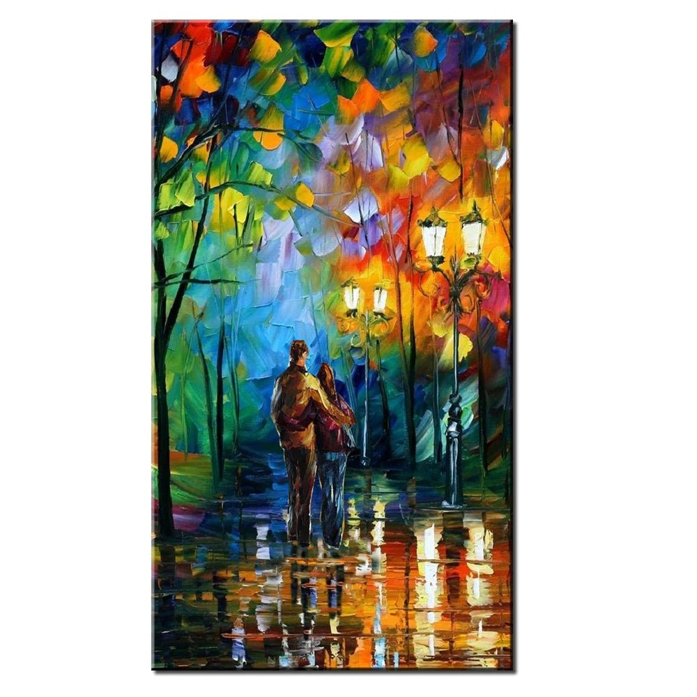 Arthyx,Handpainted Night Knife Oil Painting On Canvas,Wall Art,Modern Abstract Landscape Picture For Living Room Home Decoration - Smoothy Home