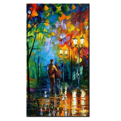 Arthyx,Handpainted Night Knife Oil Painting On Canvas,Wall Art,Modern Abstract Landscape Picture For Living Room Home Decoration - Smoothy Home