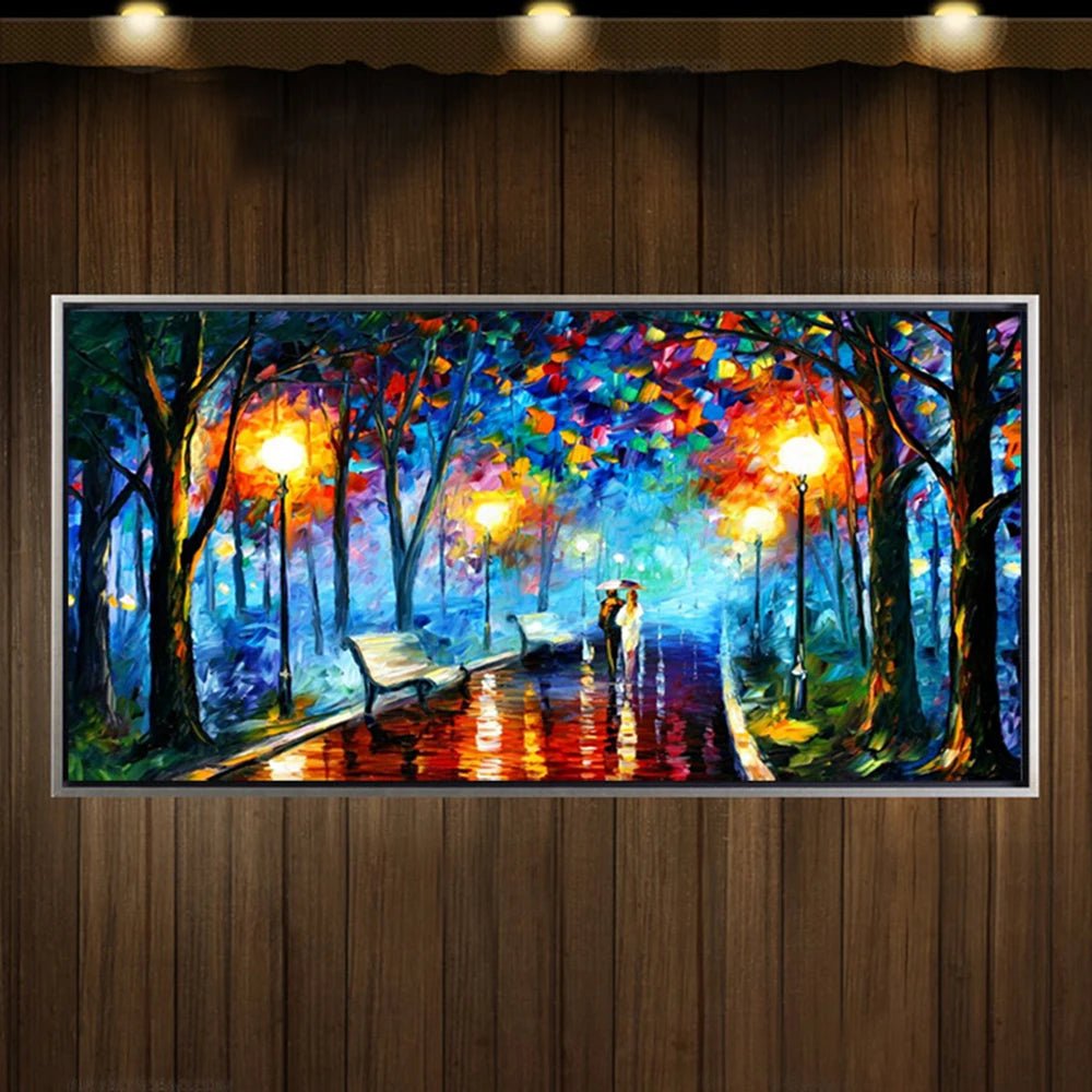 Arthyx,Handpainted Night Knife Oil Painting On Canvas,Wall Art,Modern Abstract Landscape Picture For Living Room Home Decoration - Smoothy Home