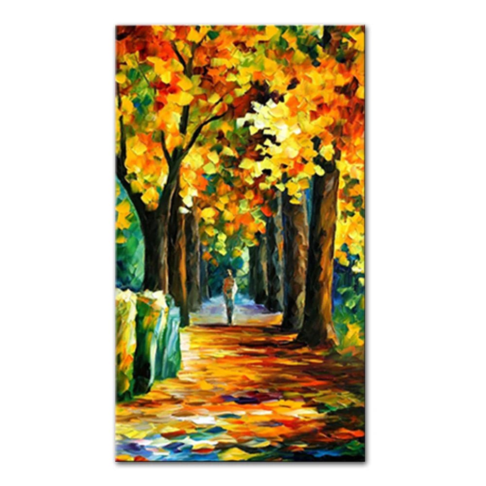 Arthyx,Handpainted Night Knife Oil Painting On Canvas,Wall Art,Modern Abstract Landscape Picture For Living Room Home Decoration - Smoothy Home