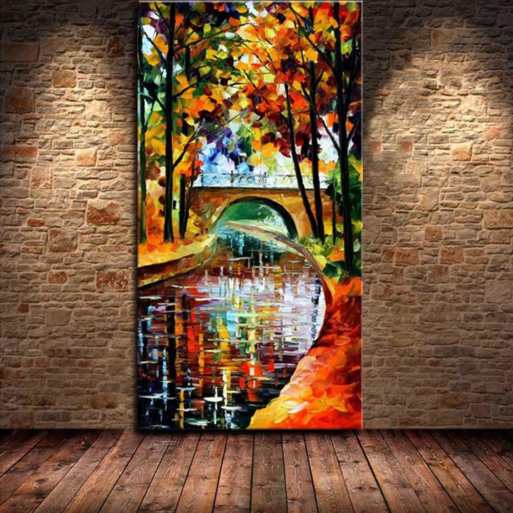 Arthyx,Handpainted Night Knife Oil Painting On Canvas,Wall Art,Modern Abstract Landscape Picture For Living Room Home Decoration - Smoothy Home
