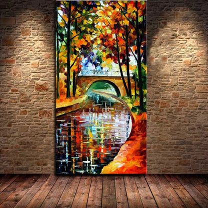 Arthyx,Handpainted Night Knife Oil Painting On Canvas,Wall Art,Modern Abstract Landscape Picture For Living Room Home Decoration - Smoothy Home