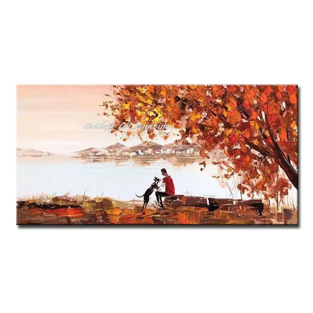 Arthyx,Handpainted Night Knife Oil Painting On Canvas,Wall Art,Modern Abstract Landscape Picture For Living Room Home Decoration - Smoothy Home