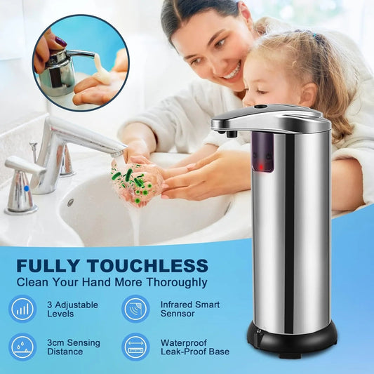 Automatic Soap Dispenser Touchless Infrared Sensor Liquid Hand Soap Dispenser With Adjustable Levels For Bathroom Kitchen - Smoothy Home