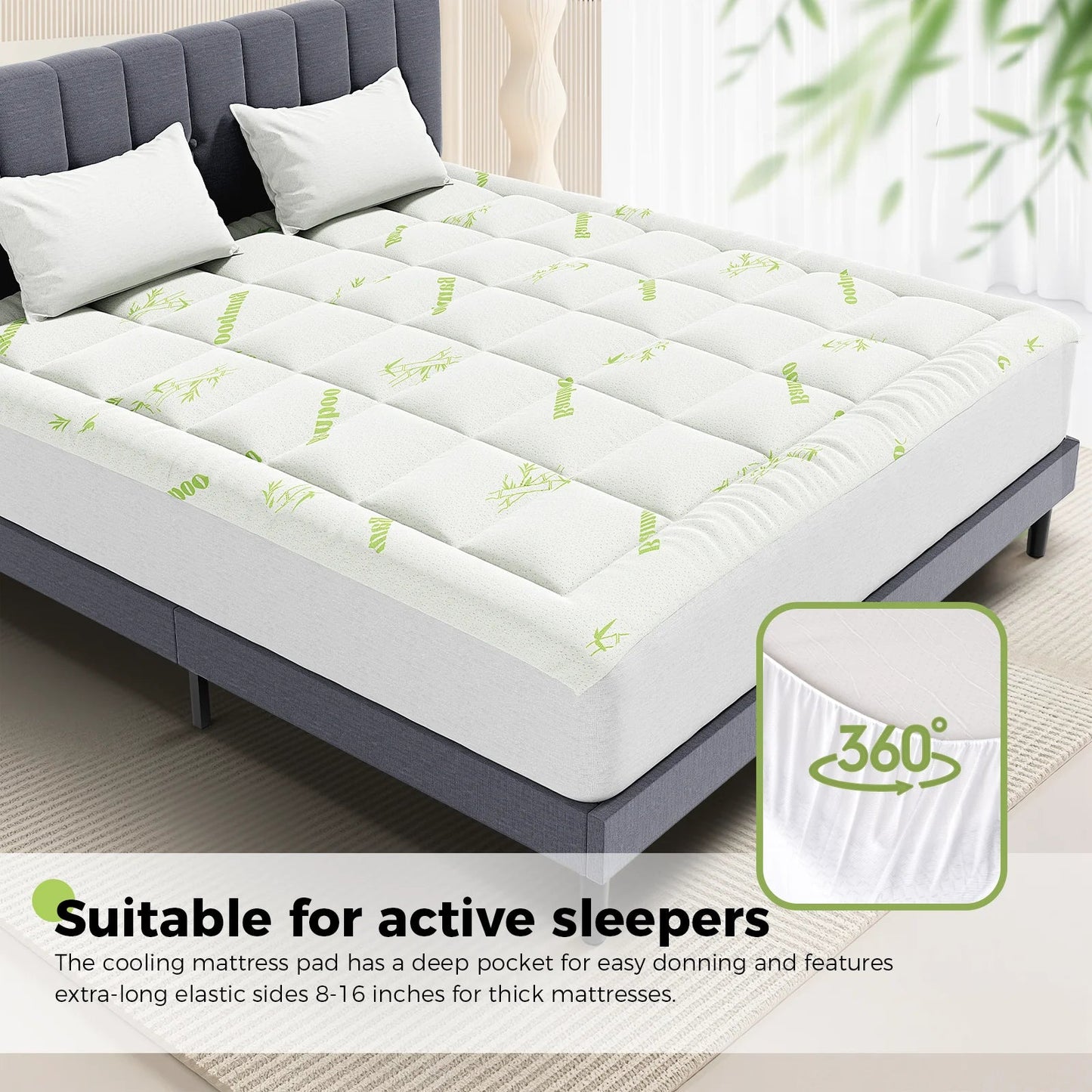 Bamboo Cooling Mattress Topper - Smoothy Home