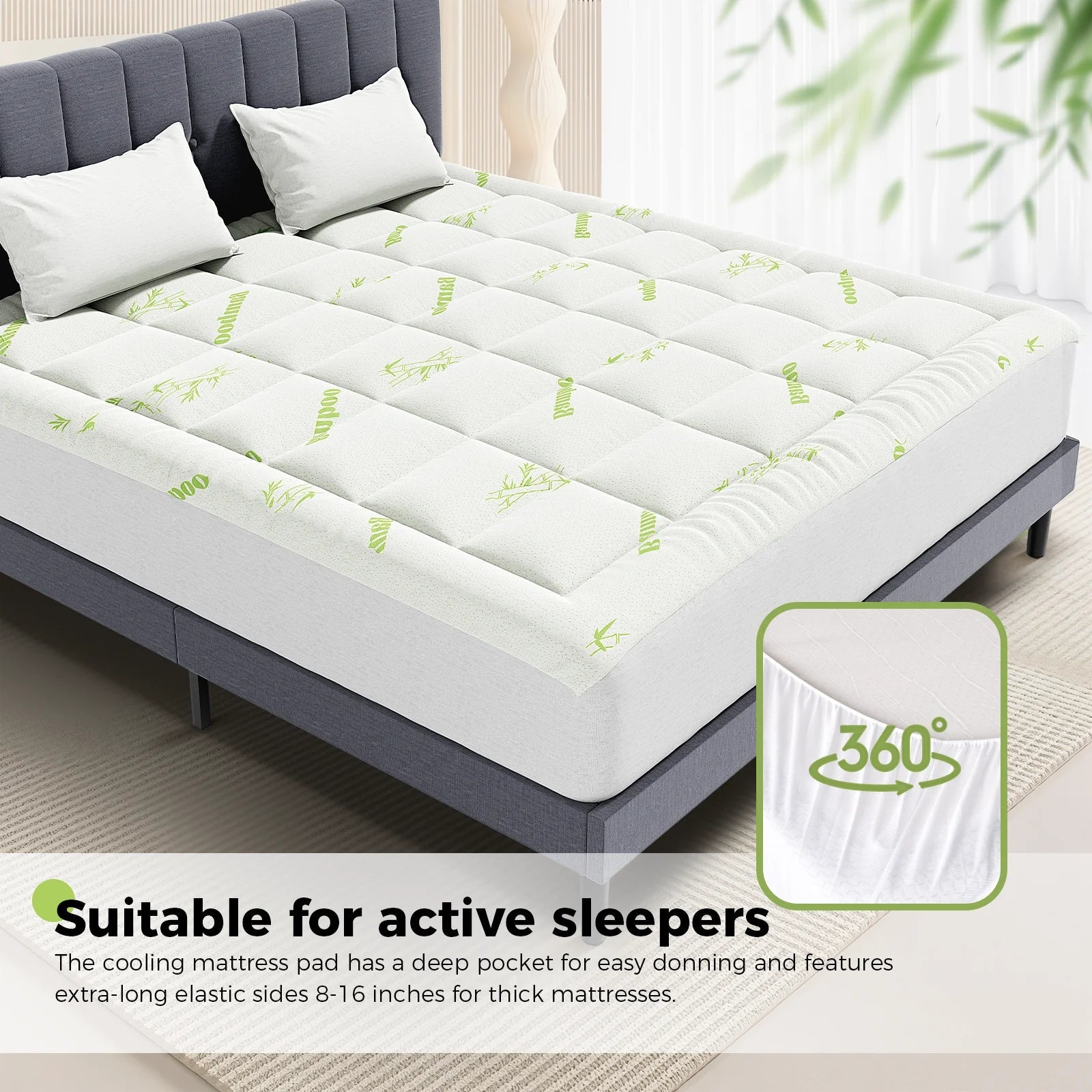 Bamboo Cooling Mattress Topper - Smoothy Home