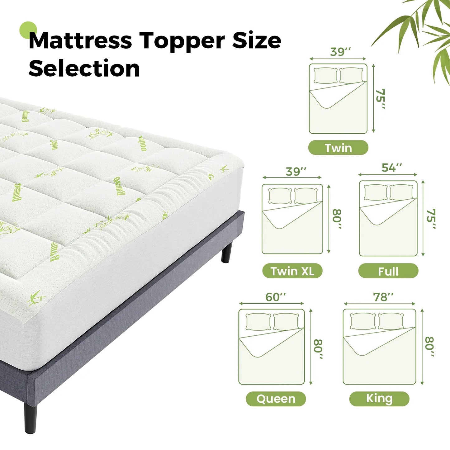 Bamboo Cooling Mattress Topper - Smoothy Home
