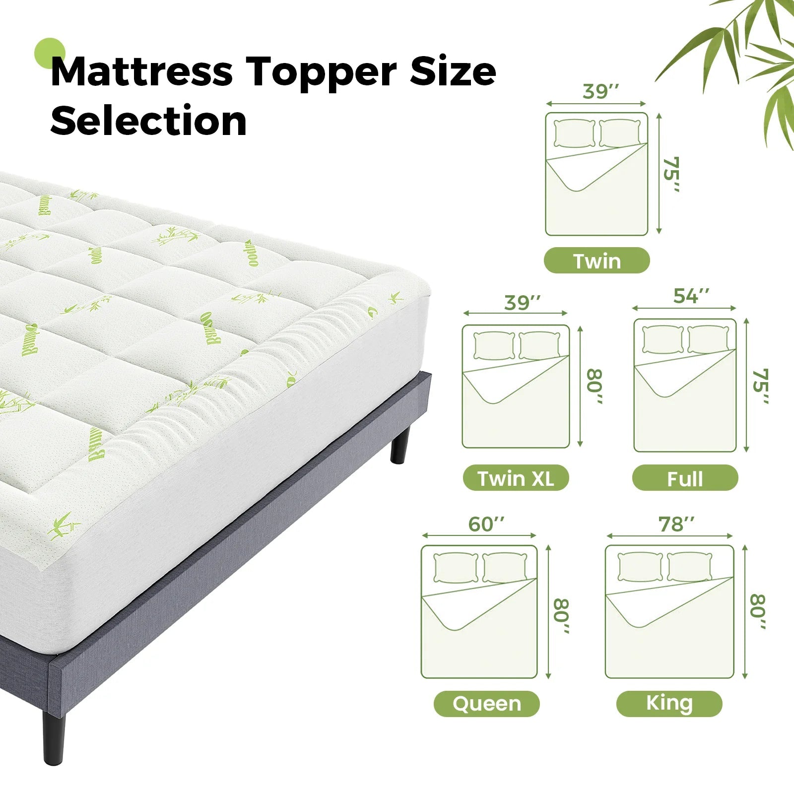 Bamboo Cooling Mattress Topper - Smoothy Home