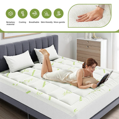 Bamboo Cooling Mattress Topper - Smoothy Home