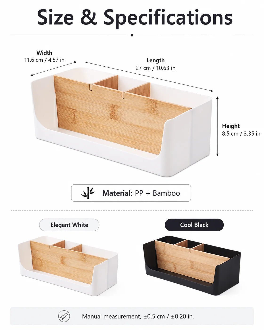 Bamboo Desk Organizer Storage Box 4 Compartments Home Kitchen Drawer Divider Makeup Stationery Holder - Smoothy Home