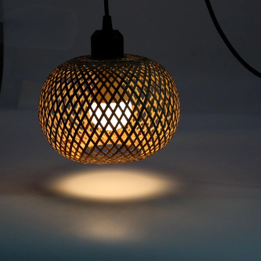 Bamboo Pendant Lamp Natural Rattan Chandeliers E27 Hand-knitting Café Restaurant Living Room Decor Hanging Lamp Indoor - Smoothy Home