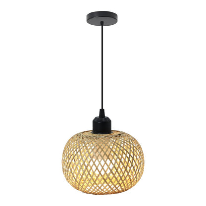 Bamboo Pendant Lamp Natural Rattan Chandeliers E27 Hand-knitting Café Restaurant Living Room Decor Hanging Lamp Indoor - Smoothy Home