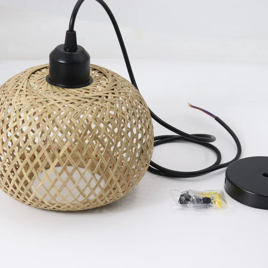 Bamboo Pendant Lamp Natural Rattan Chandeliers E27 Hand-knitting Café Restaurant Living Room Decor Hanging Lamp Indoor - Smoothy Home