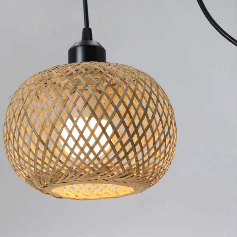 Bamboo Pendant Lamp Natural Rattan Chandeliers E27 Hand-knitting Café Restaurant Living Room Decor Hanging Lamp Indoor - Smoothy Home