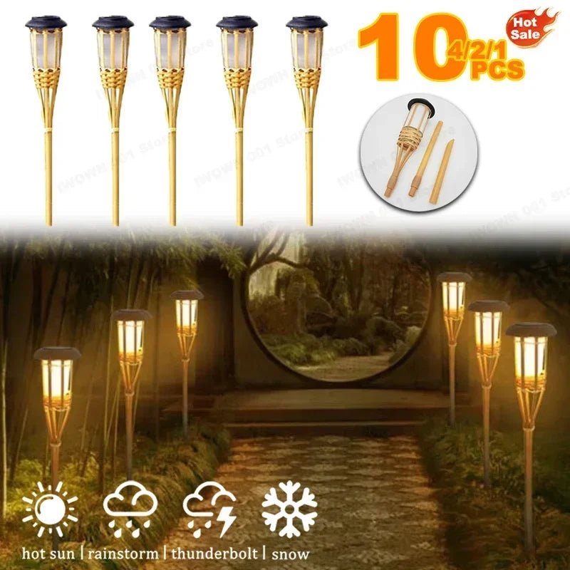 Bamboo Solar Flame Lights Torch Lights Bamboo Simulated Solar Flame Lawn Garden Lights Luces Led Solares Para Jardin Exterior - Smoothy Home